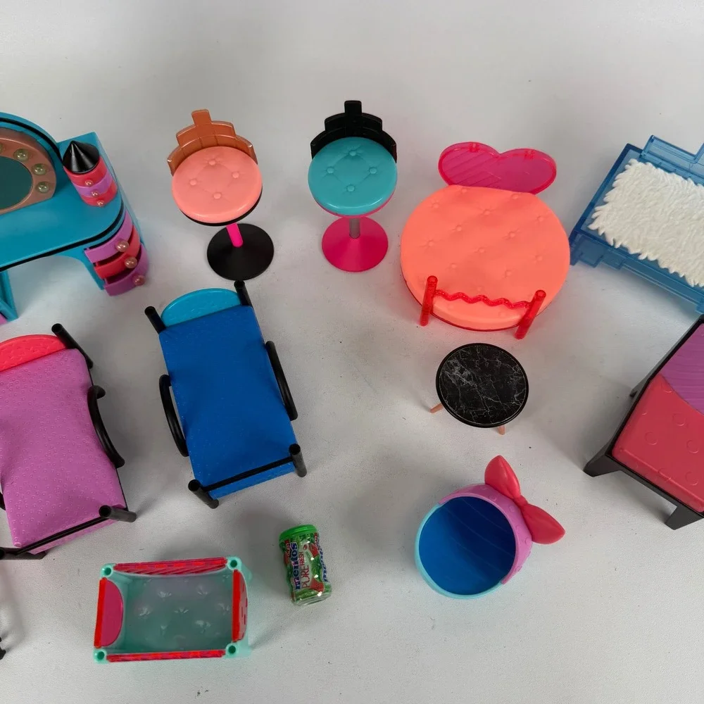 LOL Surprise Dollhouse Furniture Lot 11pc Vanity Beds Stools Accessories MGA